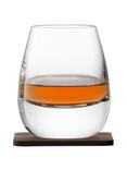 LSA International Curved Whisky Tumbler with Coaster, Set of 2, 250ml, Clear