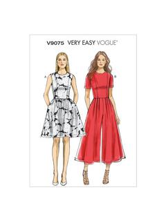 Vogue Very Easy Dress and Jumpsuit Sewing Pattern, 9075, A5