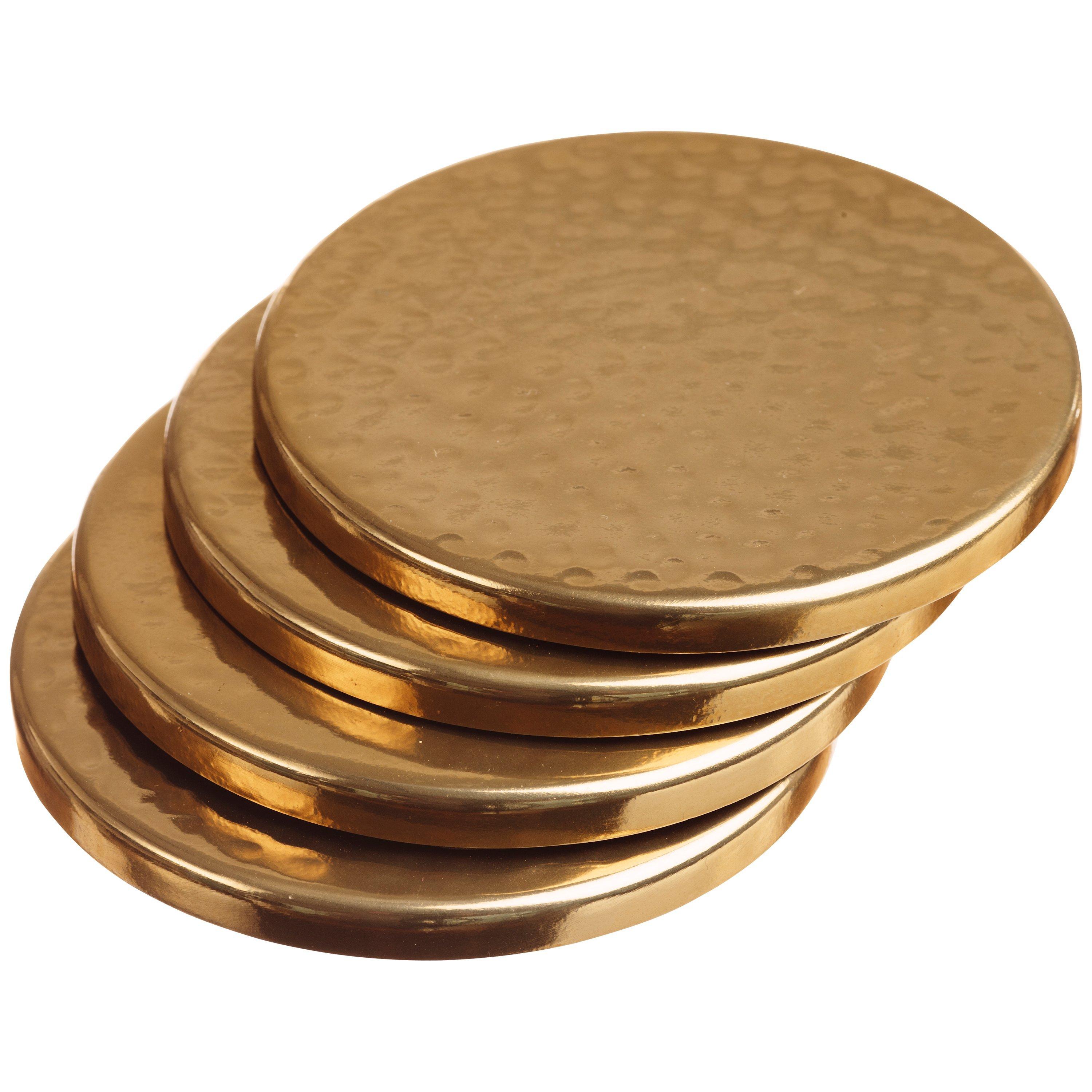 Just Slate Hammered Metal Coasters, Set of 4
