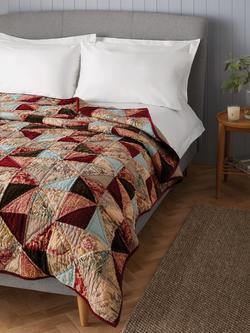 John Lewis Patchwork Quilted Bedspread, Ruby - view 2, Red / Multi