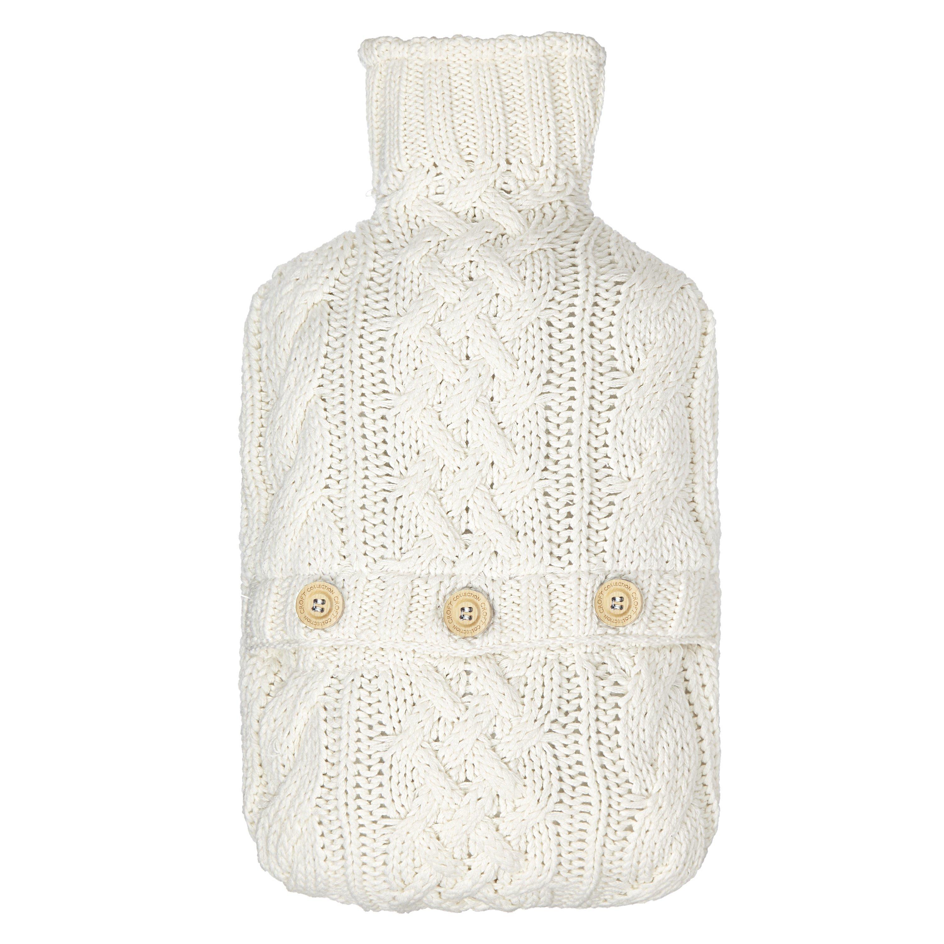 John Lewis Croft Collection Cable Knit Hot Water Bottle, Cream