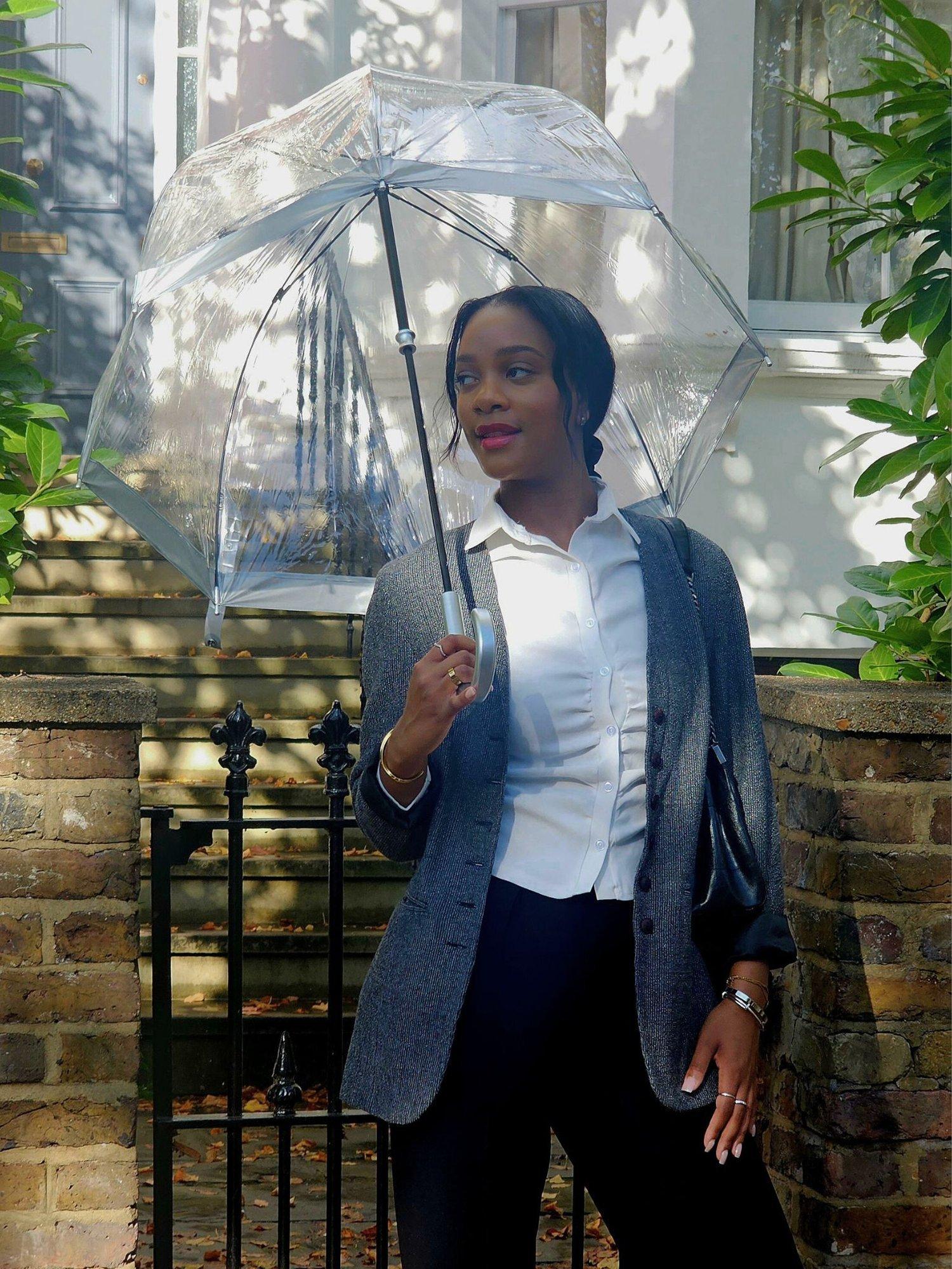 Product image 3 of 4, which shows Fulton L041 Birdcage Domed Umbrella, Silver