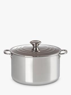 Le Creuset Signature 3-Ply Stainless Steel Stockpot and Lid, 24cm, Silver