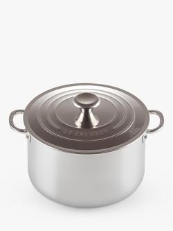 Le Creuset Signature 3-Ply Stainless Steel Stockpot and Lid, 24cm - view 2, Silver