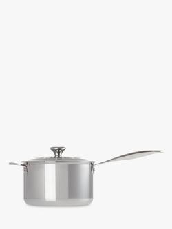 Le Creuset Signature 3-Ply Stainless Steel 20cm Saucepan - view 2, Silver