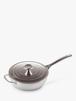 Le Creuset Signature 3-Ply Stainless Steel Non-Stick Chef's Pan & Lid, 24cm, Silver
