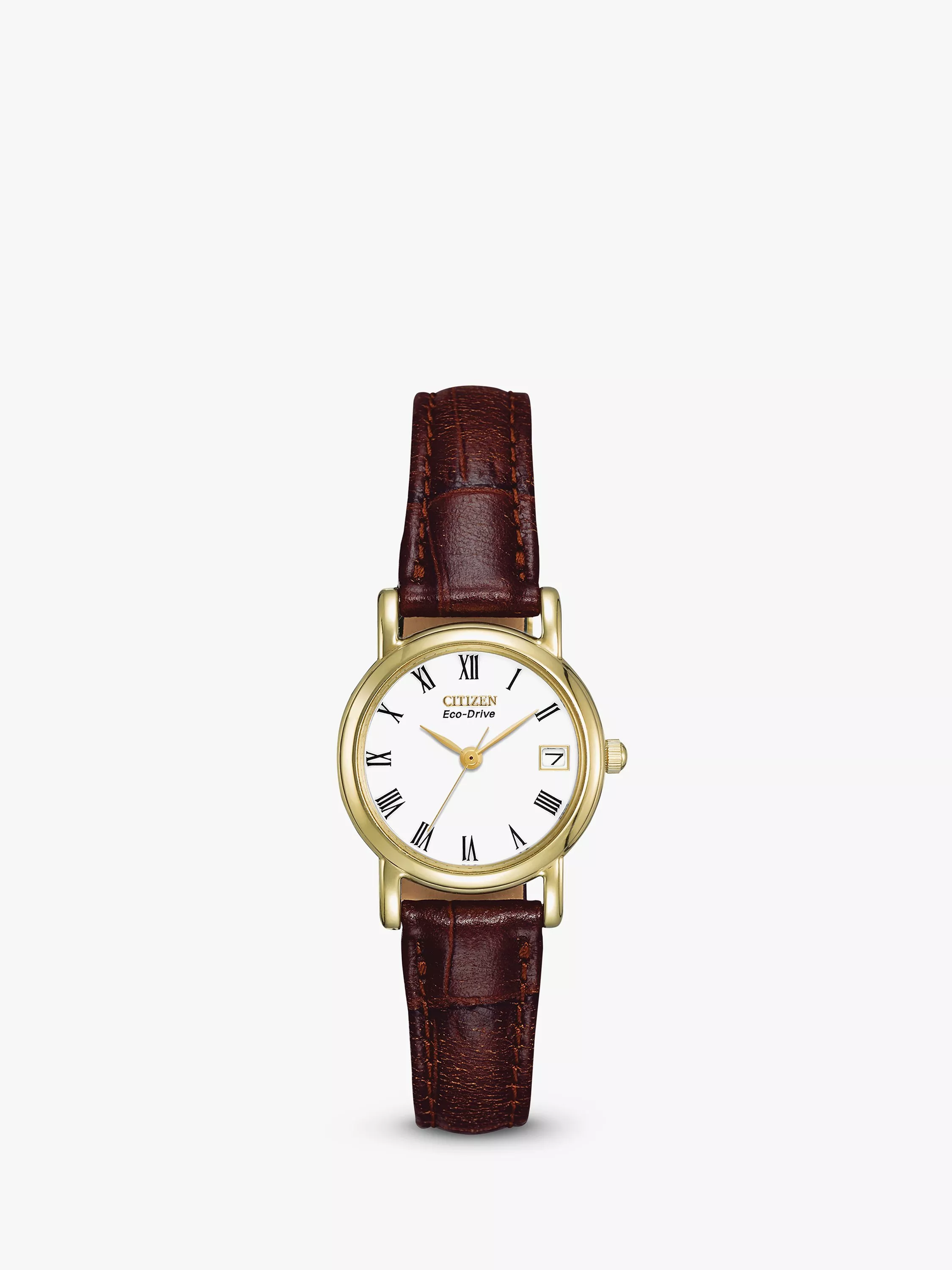 Citizen EW1272 01B Women s Eco Drive Leather Strap Watch Brown White