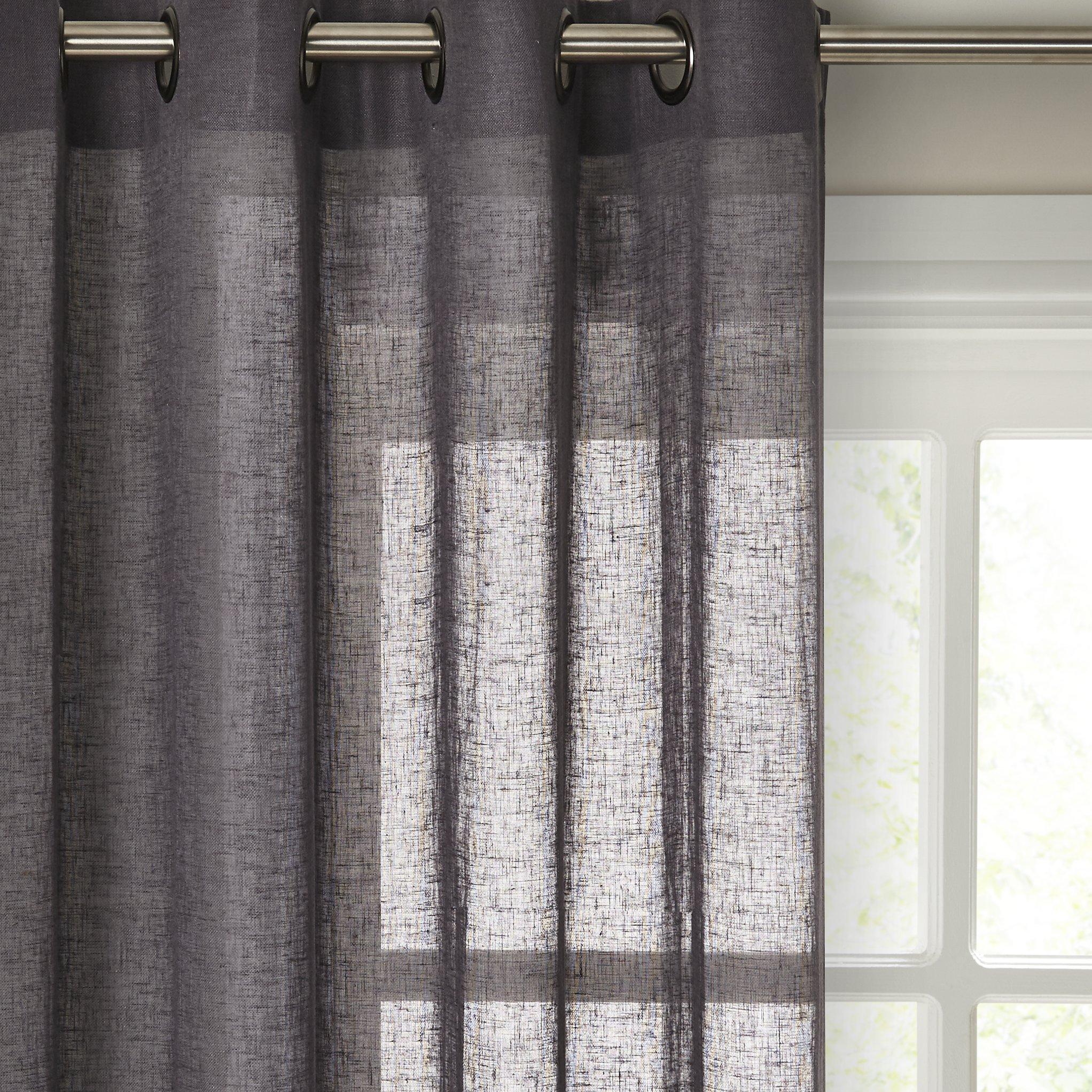 John Lewis & Partners Kaolin Voile Eyelet Panel, Steel