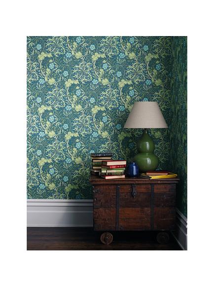 Morris & Co. Seaweed Wallpaper - view 2, Cobalt/Thyme, Dm3w214713
