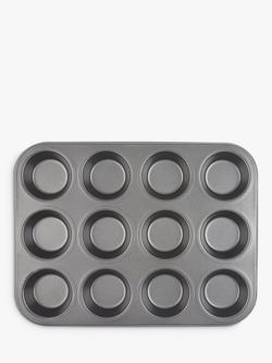 John Lewis Classic Non-Stick Muffin & Cupcake Tin, 12 Cup - view 2, Grey