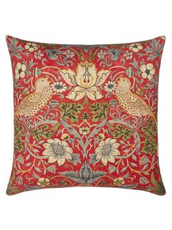 Morris & Co. Strawberry Thief Cushion, Red