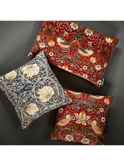 Morris & Co. Strawberry Thief Cushion - view 2, Red