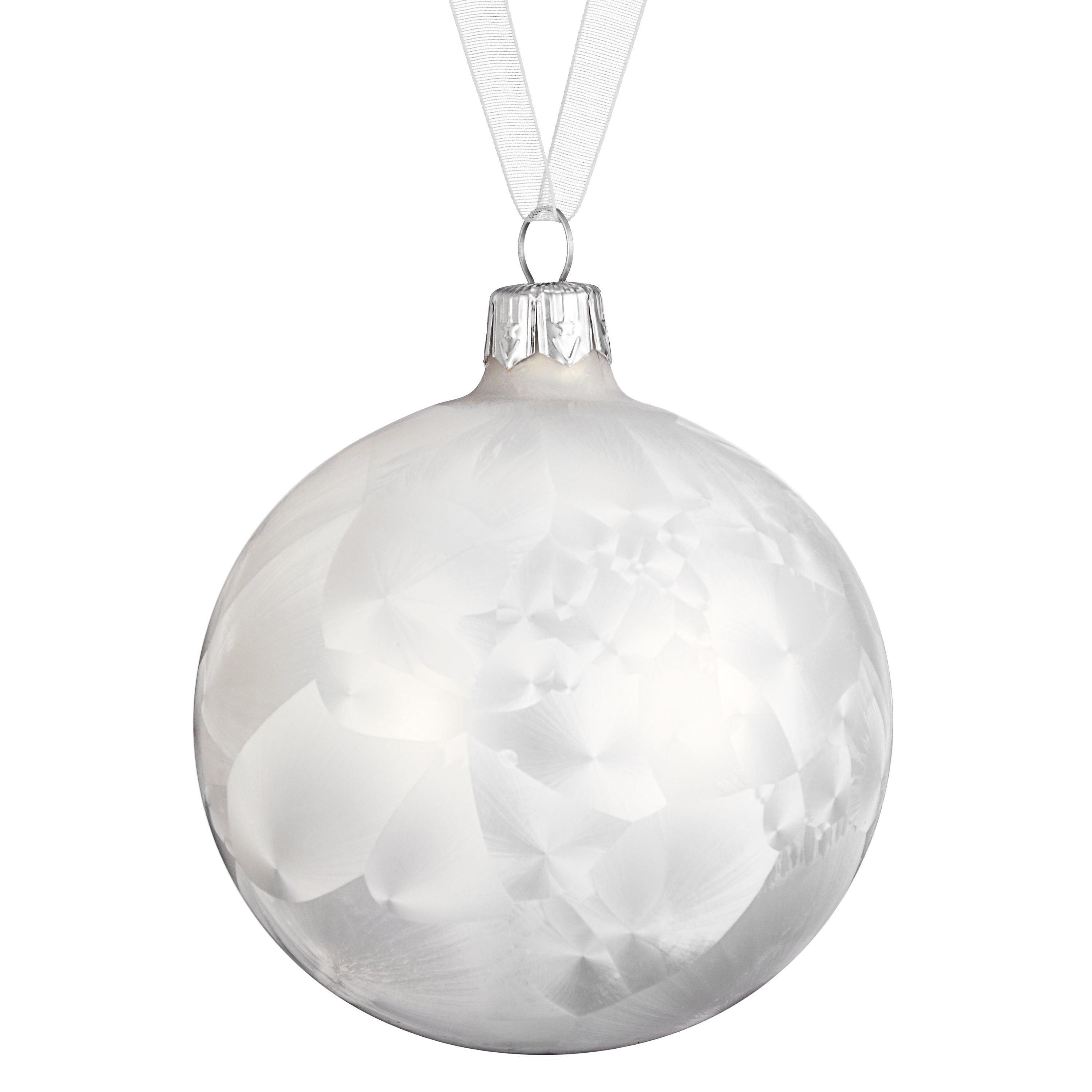 John Lewis Snowdrift Frosted Glass Bauble, Pack of 6, White