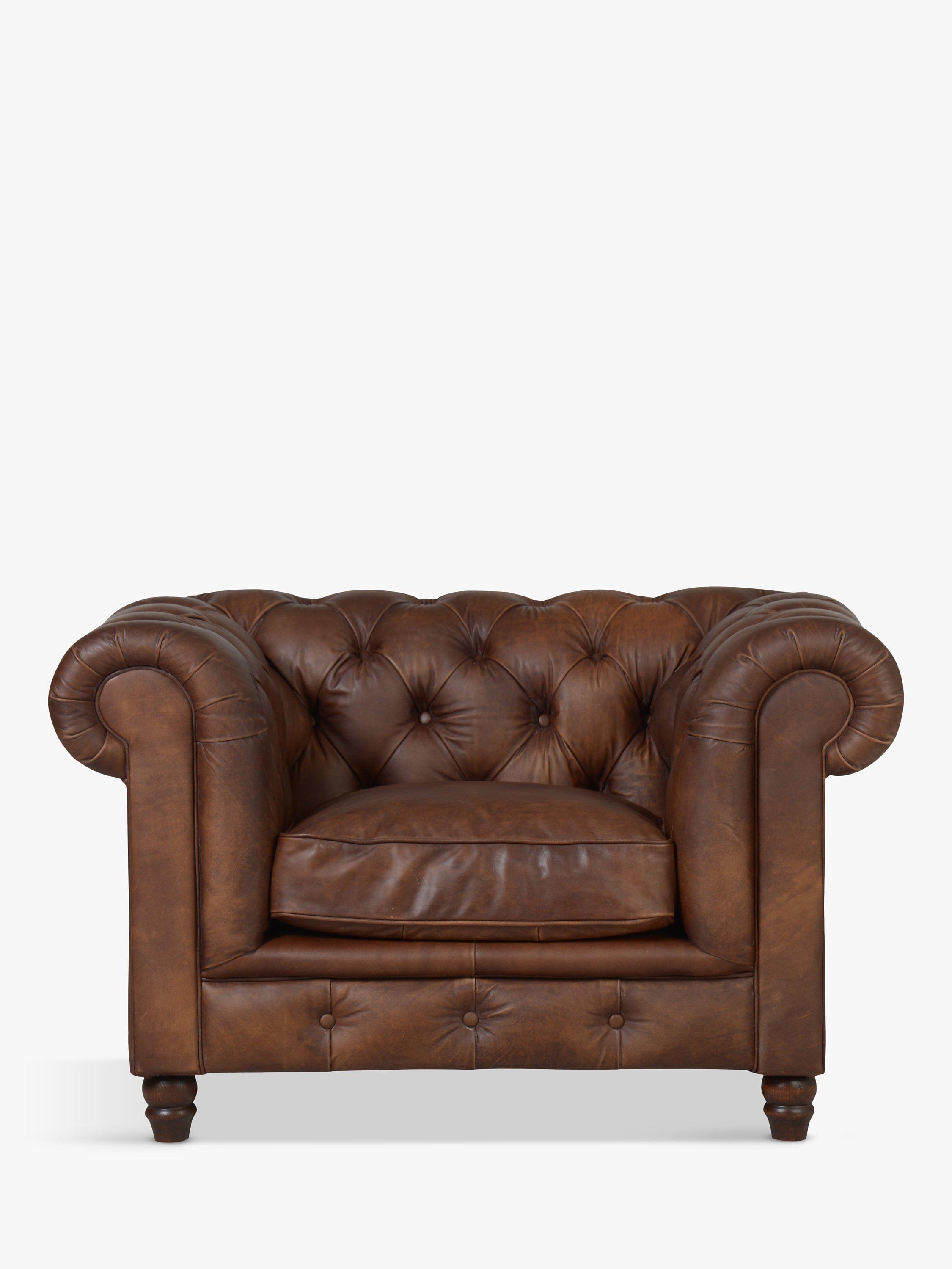 Earle Range, Halo Earle Chesterfield Leather Armchair, Antique Whisky