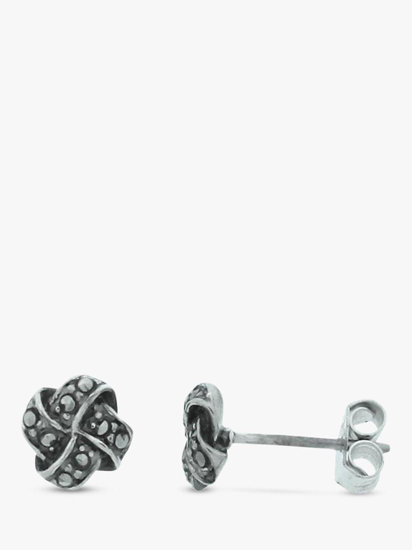 Product image 1 of 2, which shows Nina B Marcasite Sterling Silver Cushion Stud Earrings, Silver