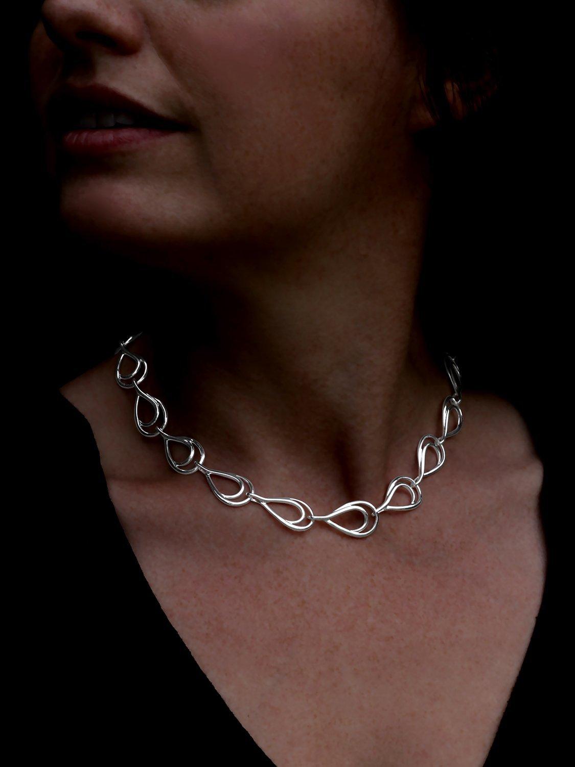 Product image 2 of 4, which shows Nina B Sterling Silver Open Links Necklace