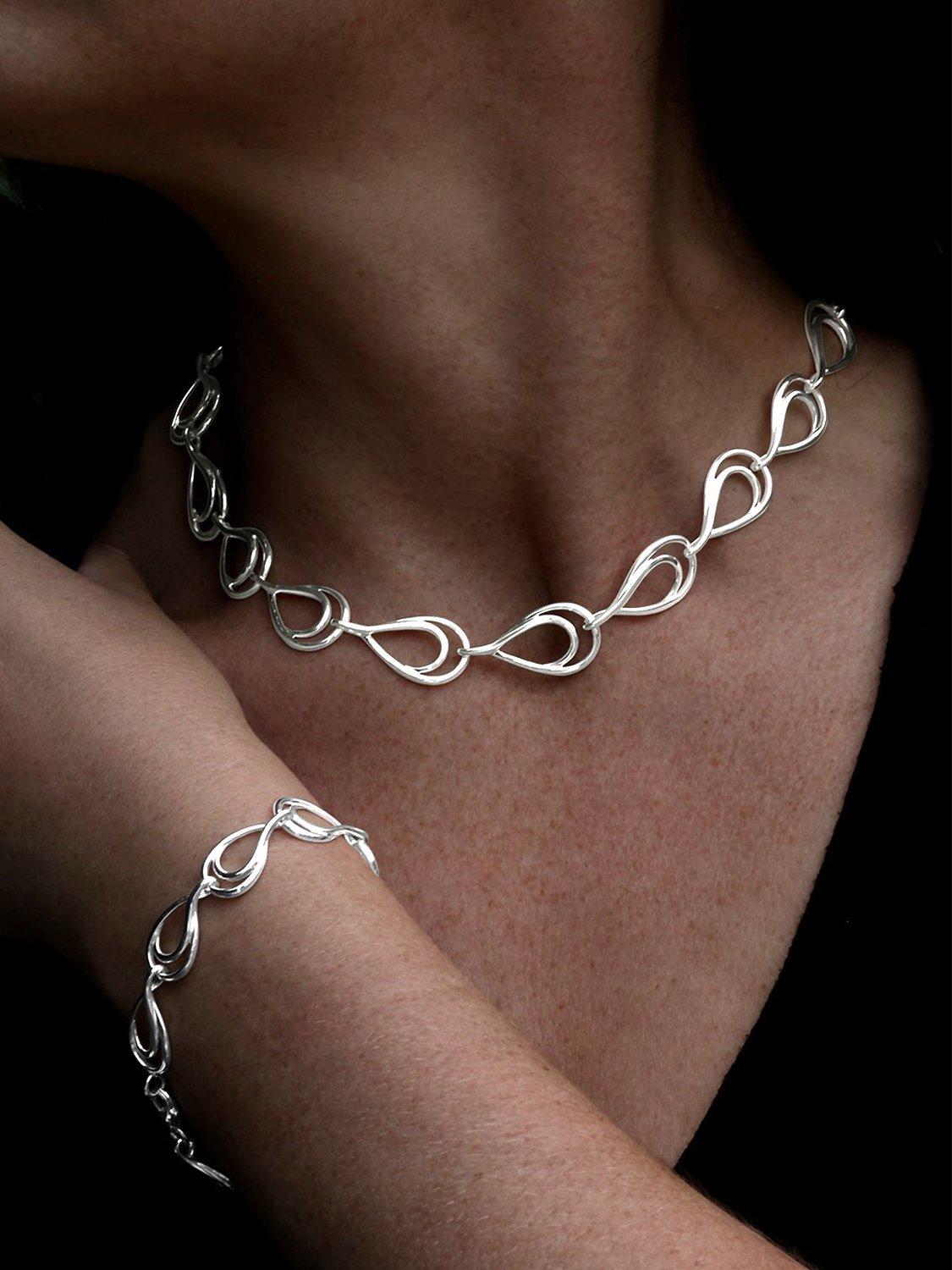 Product image 3 of 4, which shows Nina B Sterling Silver Open Links Necklace