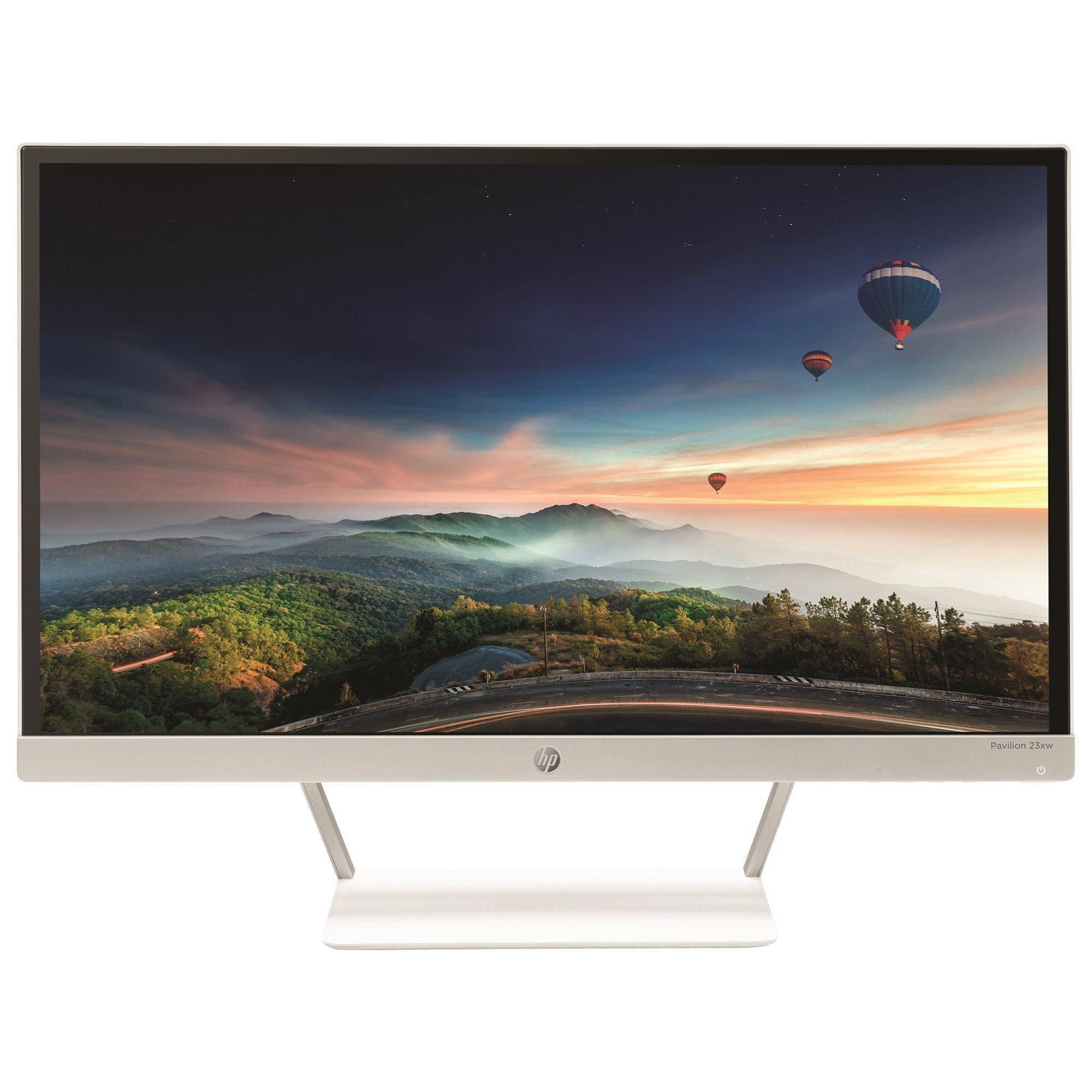 HP Pavilion 23xw Full HD LED PC Monitor, 23", Silver & white