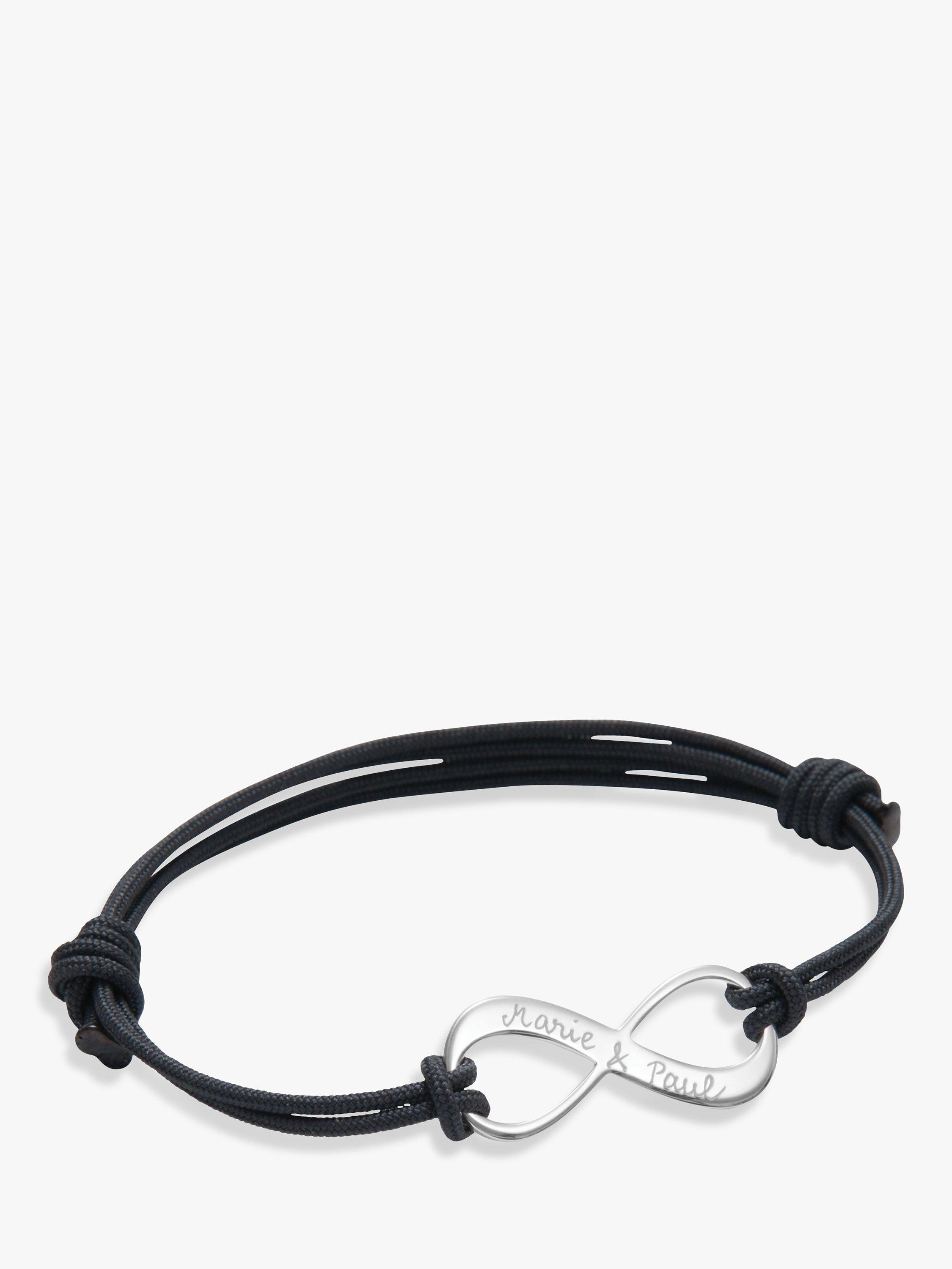 Merci Maman Personalised Sterling Silver Men's Infinity Bracelet, Grey