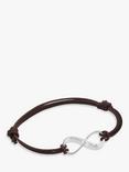 Merci Maman Personalised Sterling Silver Men's Infinity Bracelet, Brown