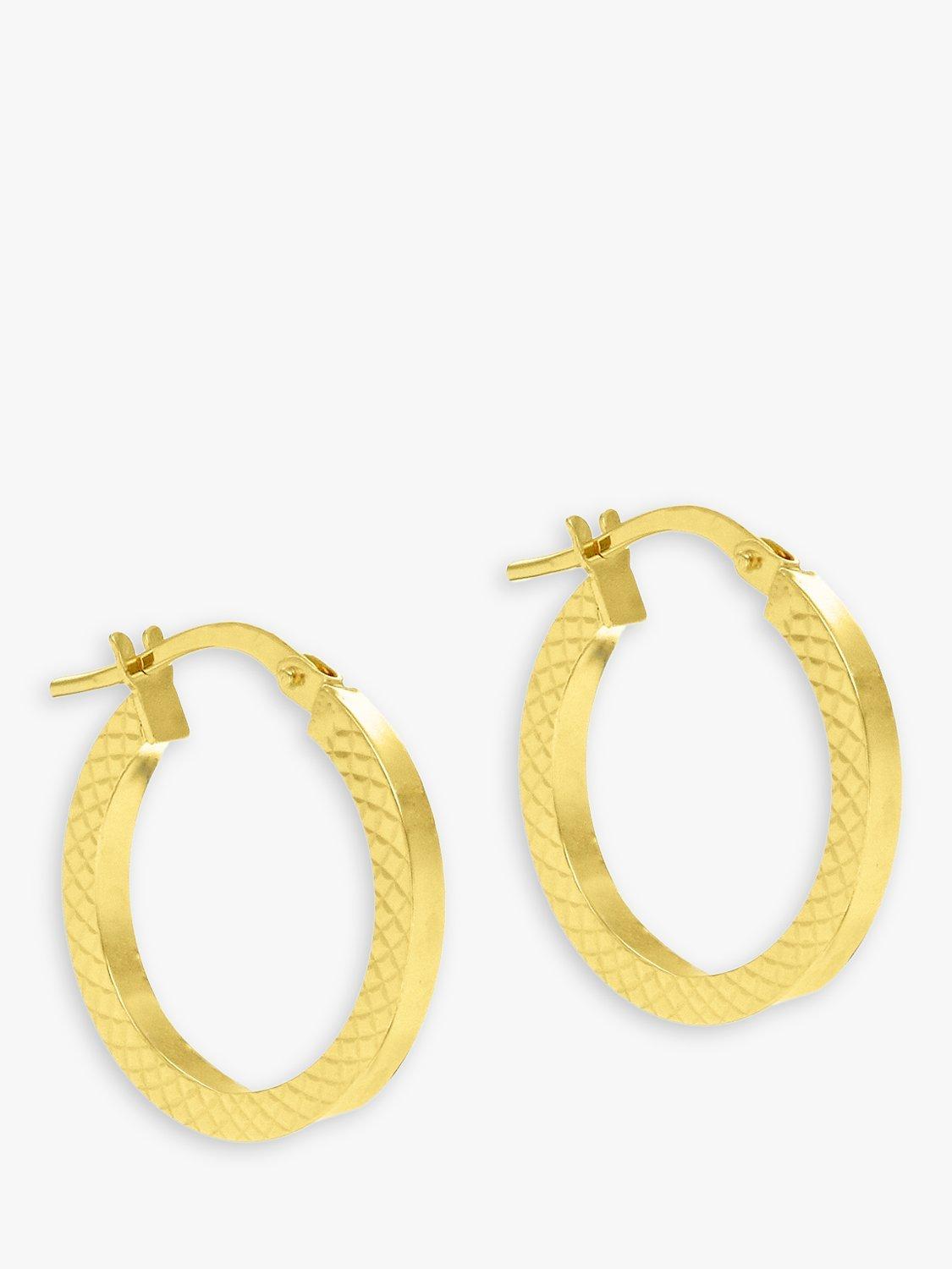 Product image 1 of 4, which shows IBB 9ct Gold Cobra Hoop Earrings, Gold