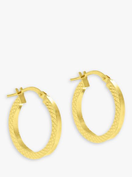 IBB 9ct Gold Cobra Hoop Earrings, Gold, Gold