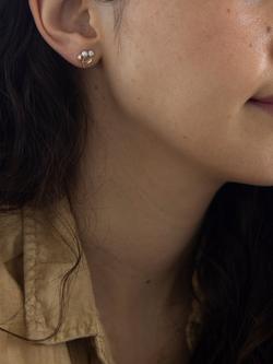 IBB 9ct Yellow Gold Pearl Cubic Zirconia Stud Earrings, Yellow Gold - view 2, Gold