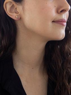 IBB 9ct 3 Colour Gold Knot Stud Earrings, Yellow Gold/Multi - view 2, Yellow Gold/Multi