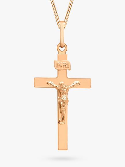 IBB 9ct Rose Gold Cross Pendant, Rose Gold, Rose Gold