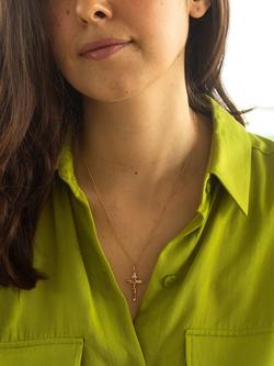 IBB 9ct Rose Gold Cross Pendant, Rose Gold - view 2, Rose Gold