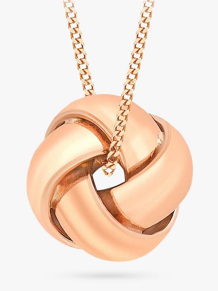 IBB 9ct Rose Gold Knot Pendant Necklace, Rose Gold