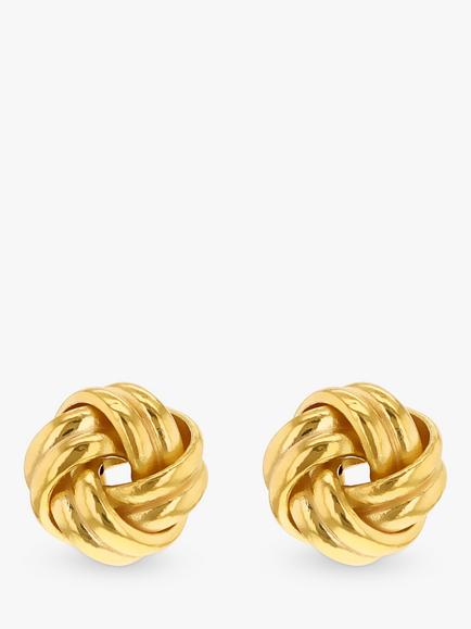 IBB 18ct Yellow Gold Knot Stud Earrings, Yellow Gold, Yellow Gold