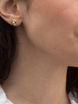 IBB 18ct Yellow Gold Knot Stud Earrings, Yellow Gold - view 2, Yellow Gold