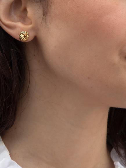 IBB 18ct Yellow Gold Knot Stud Earrings, Yellow Gold - view 2, Yellow Gold