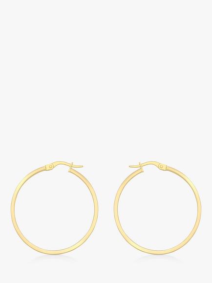 IBB 18ct Yellow Gold Rectangular Tube Creole Earrings, Yellow Gold, Yellow Gold