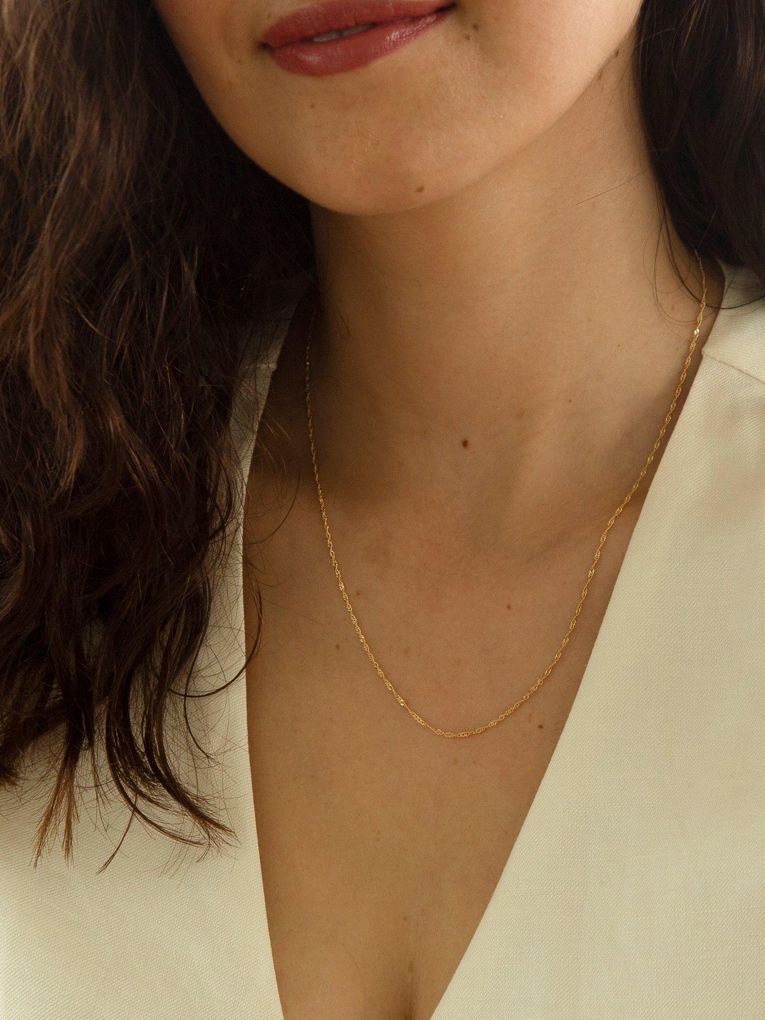Product image 4 of 4, which shows IBB 18ct Yellow Gold Twist Curb Chain Necklace, Yellow Gold