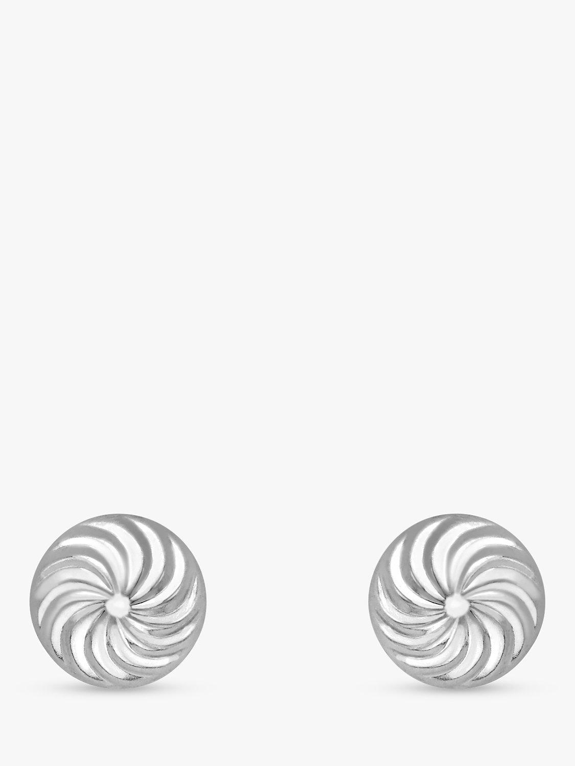 Product image 1 of 4, which shows IBB 9ct White Gold Swirl Detail Dome Stud Earrings