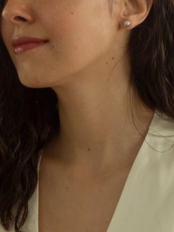 IBB 9ct White Gold Swirl Detail Dome Stud Earrings - view 2, White Gold