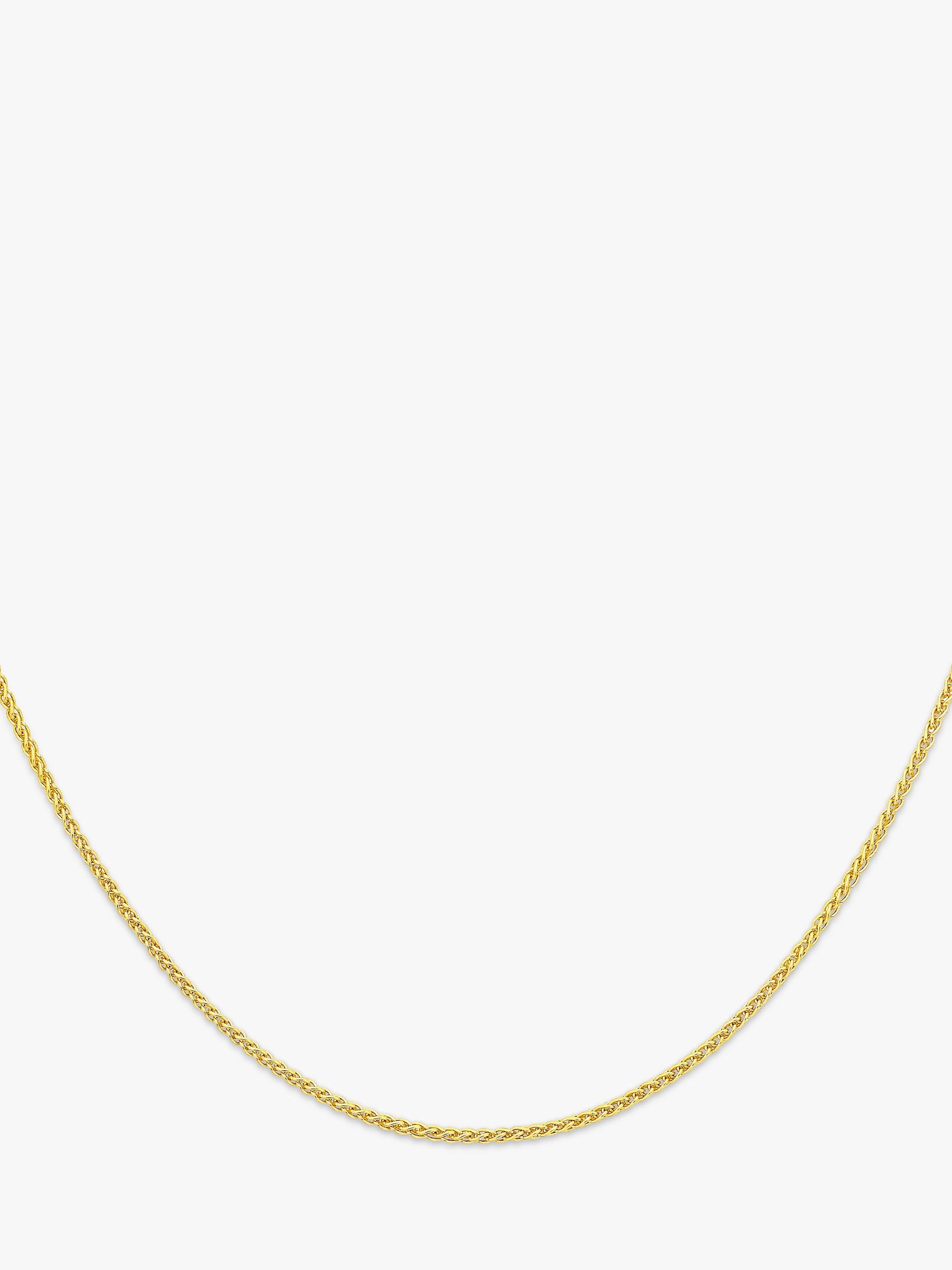 Product image 1 of 4, which shows IBB 18ct Yellow Gold Spiga Chain Necklace, Yellow Gold