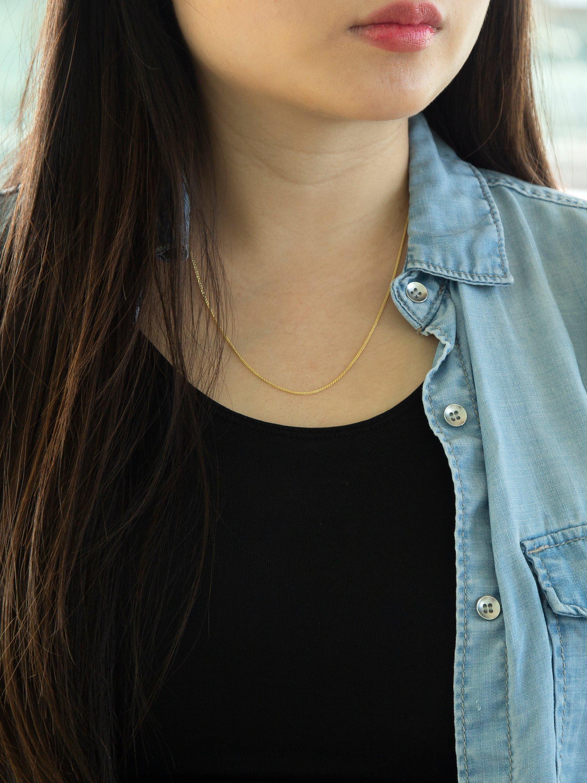 Product image 2 of 4, which shows IBB 18ct Yellow Gold Spiga Chain Necklace, Yellow Gold