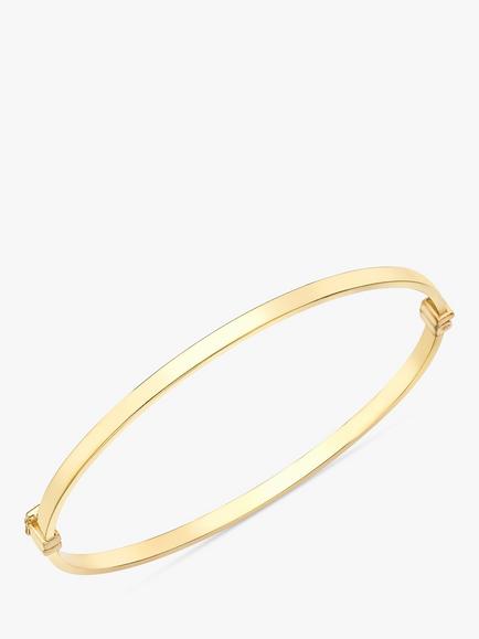 IBB 9ct Yellow Gold Rectangular Tube Oval Bangle, Gold