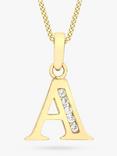 IBB 9ct Gold Cubic Zirconia Initial Pendant Necklace