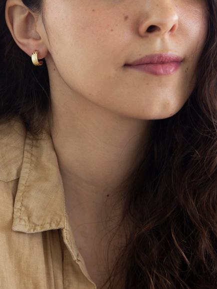 IBB 9ct Gold Half Band Earrings, Gold - view 2, 