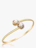 IBB 9ct Three Colour Gold Double Knot and Pearl Flexible Torque Bangle, Multi