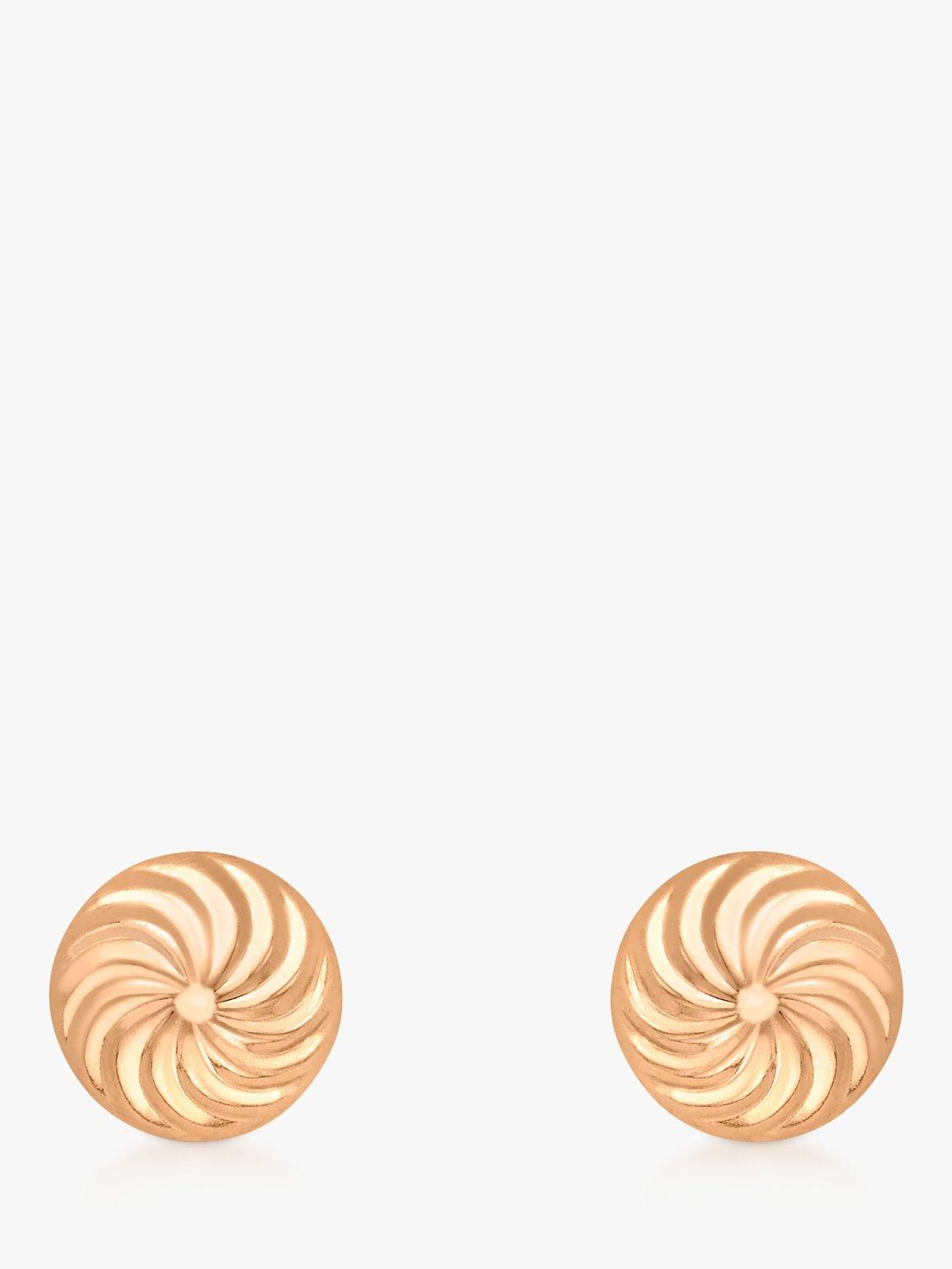 Product image 1 of 4, which shows IBB 9ct Gold Swirl Detail Dome Stud Earrings