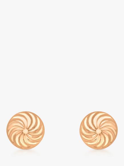 IBB 9ct Gold Swirl Detail Dome Stud Earrings, Gold
