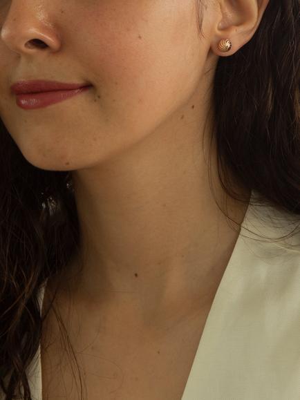 IBB 9ct Gold Swirl Detail Dome Stud Earrings - view 2, Gold