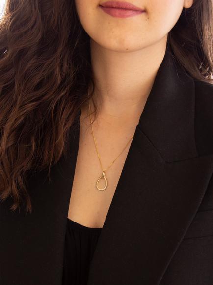 IBB 9ct Gold Cubic Zirconia Outline Teardrop Pendant - view 2, Gold