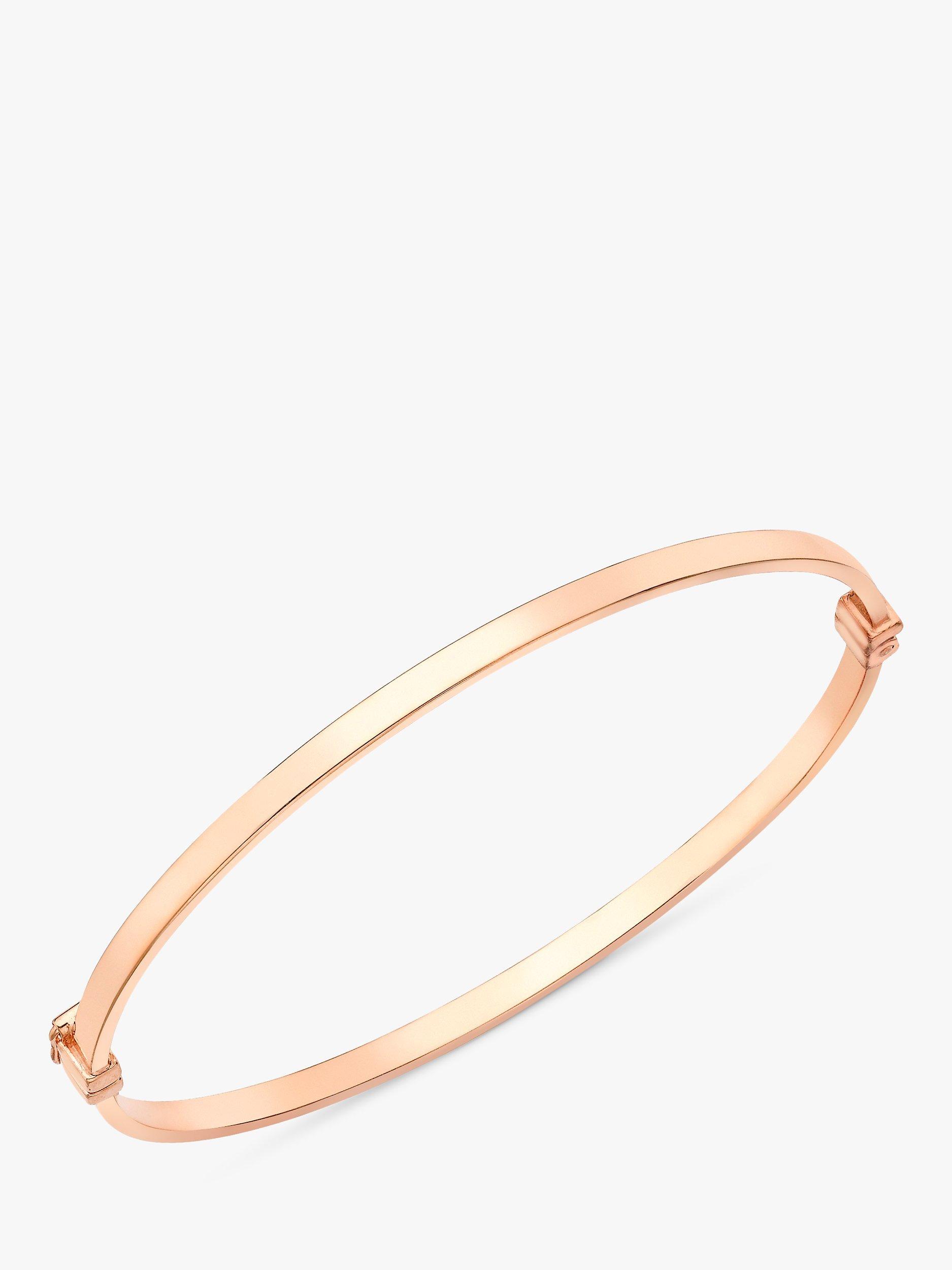 Product image 1 of 4, which shows IBB 9ct Rose Gold Rectangular Tube Bangle, Rose Gold