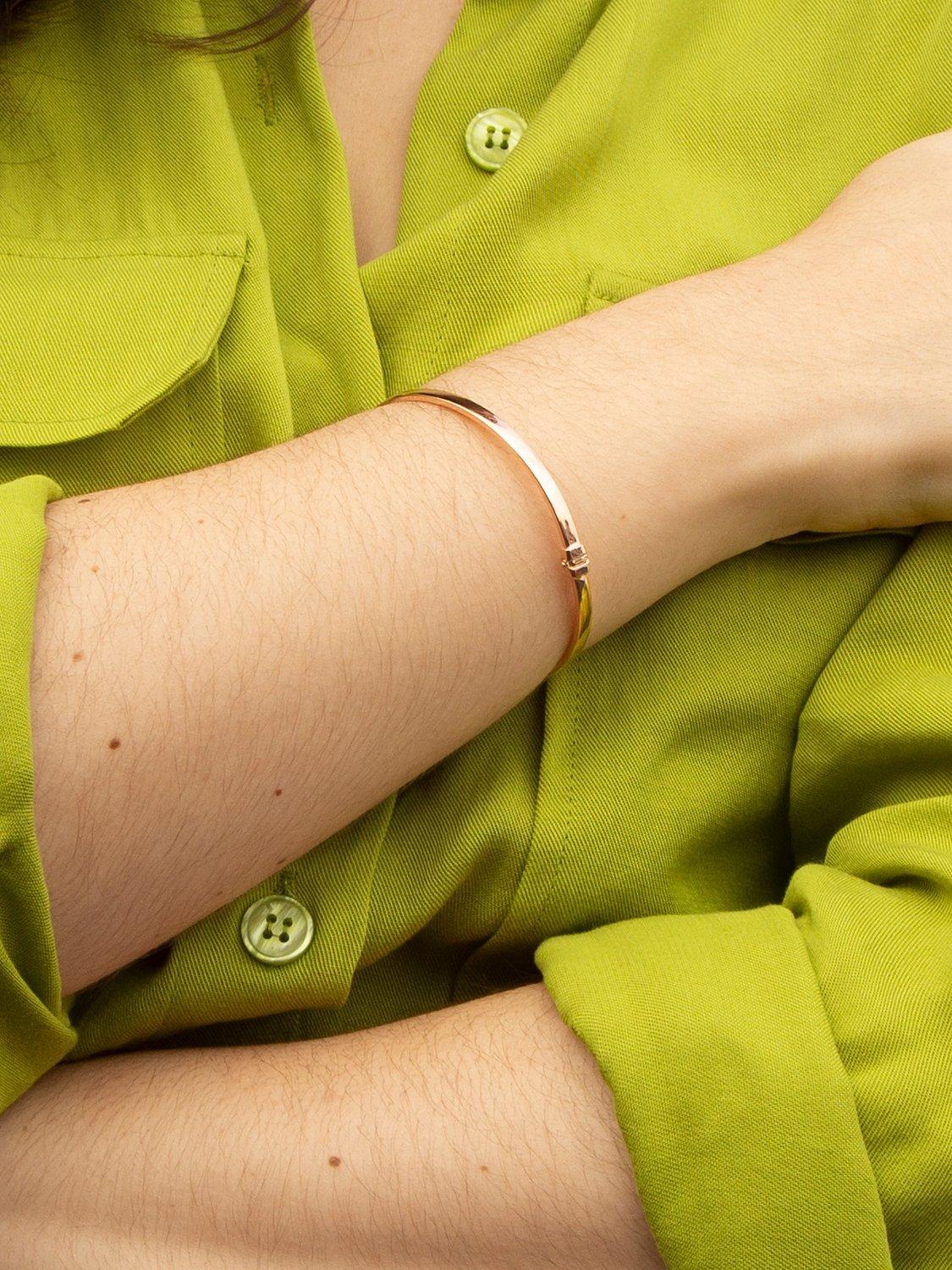 Product image 2 of 4, which shows IBB 9ct Rose Gold Rectangular Tube Bangle, Rose Gold